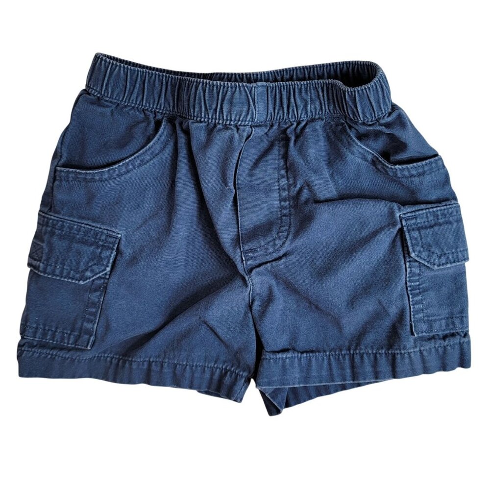 Lullaby Club Cargo Shorts Blue 9M Pull On Elastic Pockets 100% Cotton Vintage